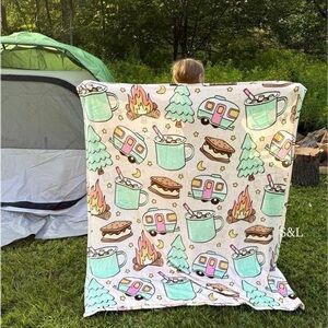Camping Themed Blanket with Fun Prints